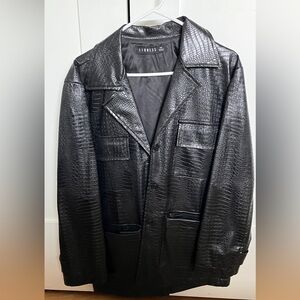 Lioness Crocodile Faux Leather Oversized Jacket